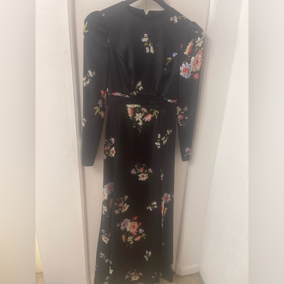 Ieena Mac Duggal Floral Black Maxi Dress - sz 0 - READ - Picture 10 of 10